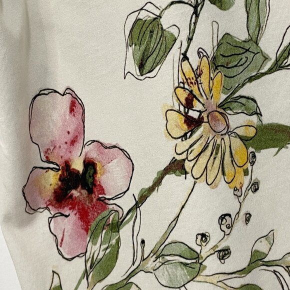 COLDWATER CREEK Floral Print T-Shirt - Cream/Multi- XL - Picture 4 of 5